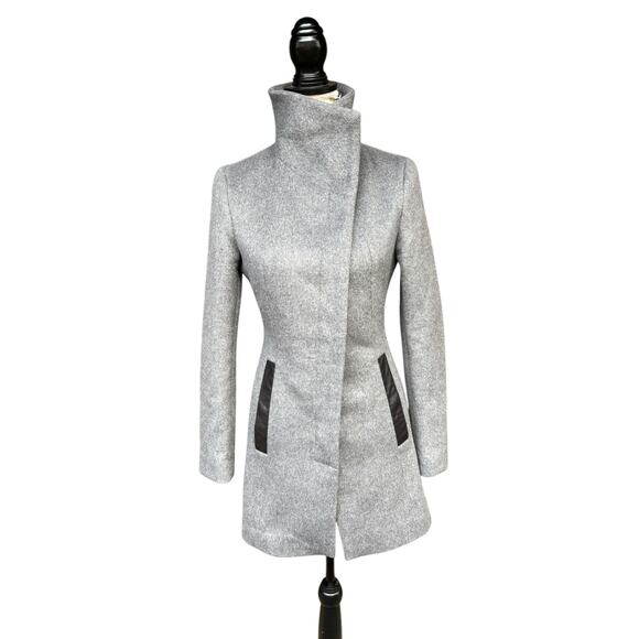 Soia & Kyo Grey Jemma Wool Blend Asymmetrical Side Pocket Car Coat - XS - Picture 2 of 16